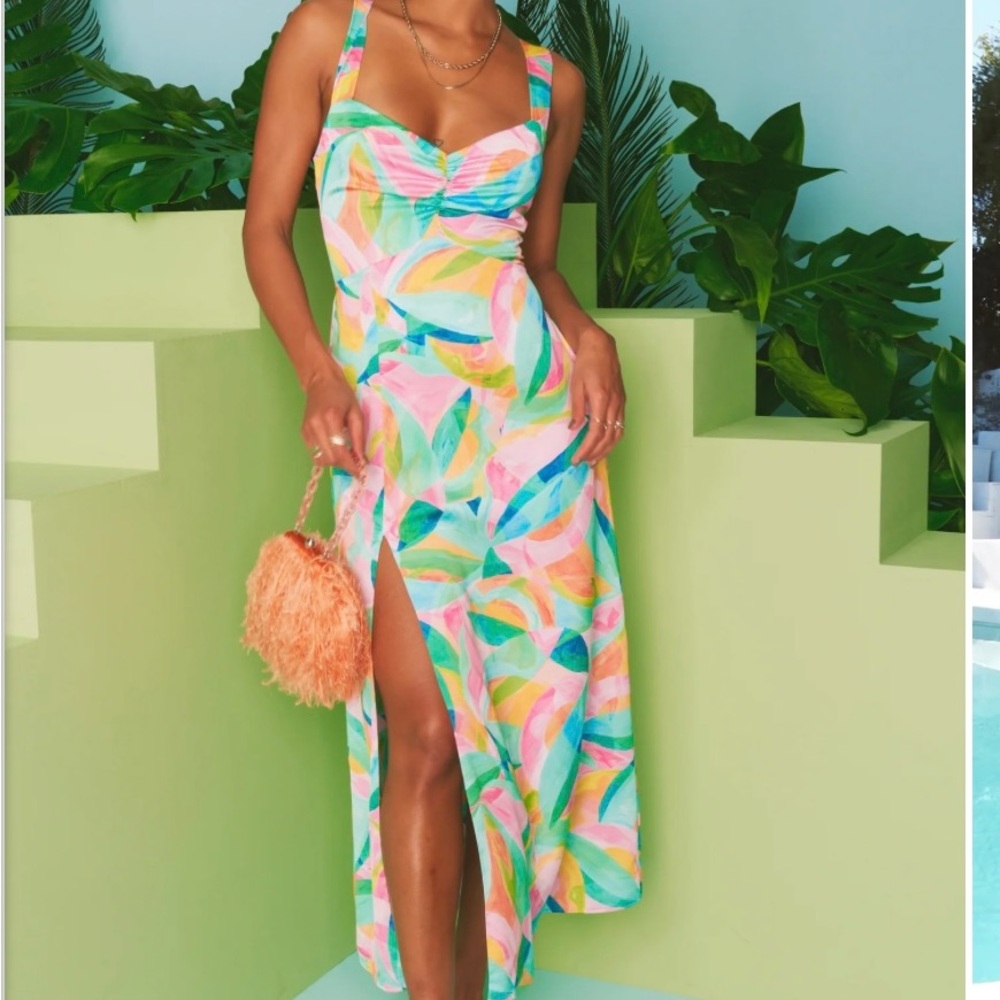 Show Me Your MuMu Pastel Multi-Color Midi Dress
